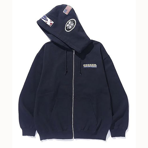 MULTI EMBLEM ZIP HOODED SWEATSHIRT