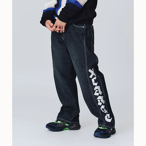 PANELED DENIM PANTS
