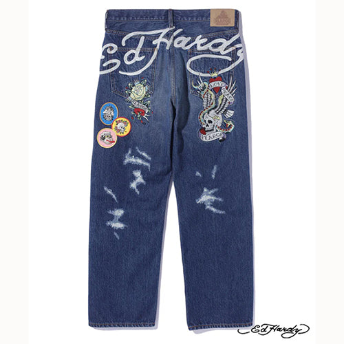 XLARGExED HARDY CRASH DENIM PANTS