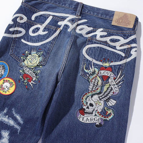 XLARGExED HARDY CRASH DENIM PANTS