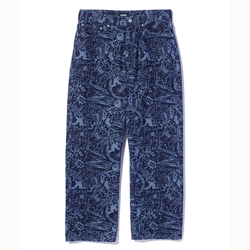 DISCHARGE PRINT DENIM PANTS
