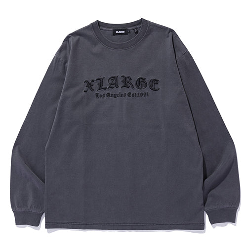 PIGMENT DYED OLD ENGLISH LOGO L/S TEE