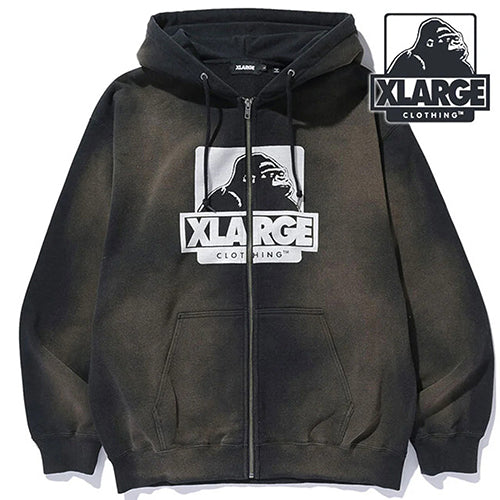 DISCHARGE PRINTED OG ZIP HOODED SWEATSHIRT