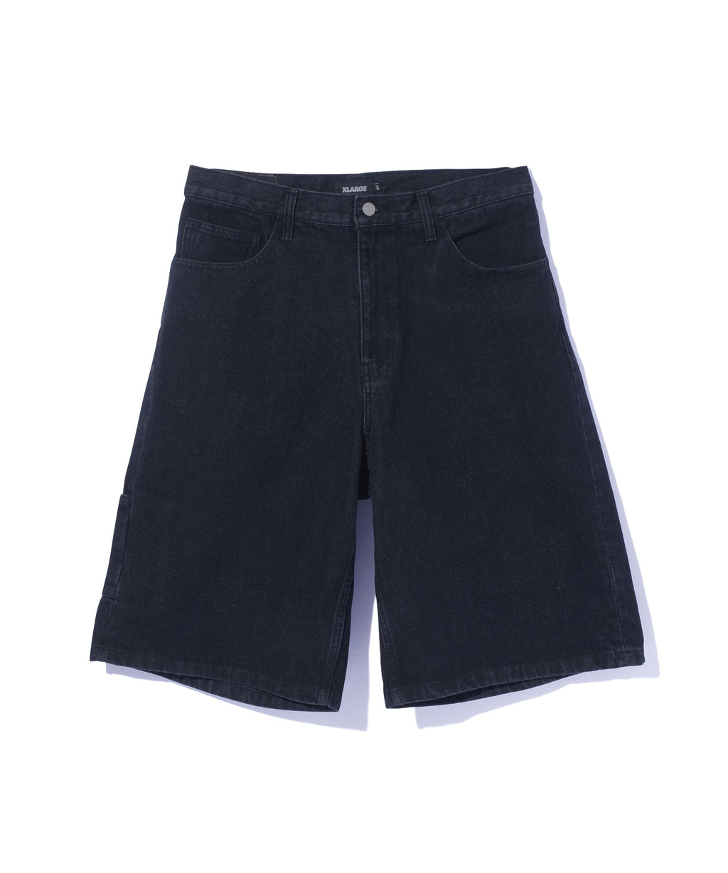 STITCHED LOGO DENIM SHORTS