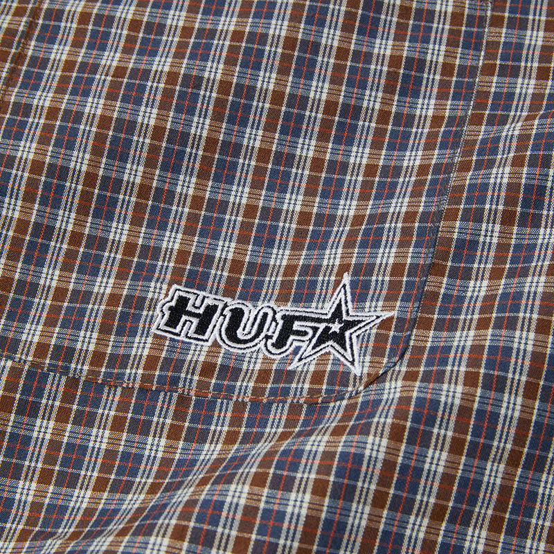 GALAXY PLAID SS WOVEN TOP