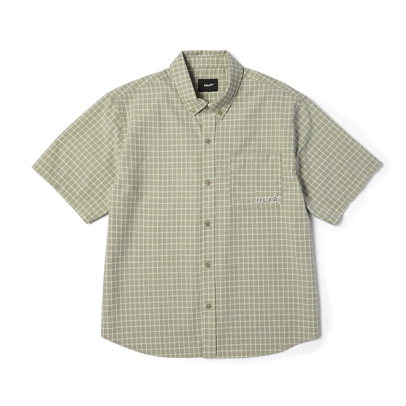 GALAXY PLAID SS WOVEN TOP